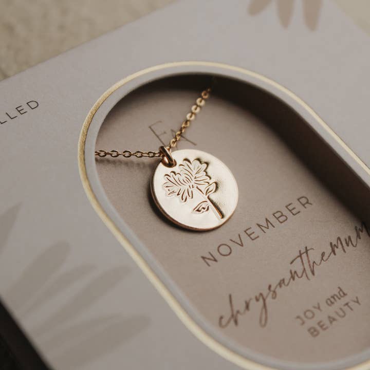 November Chrysanthemum Birth Flower Necklace for wholesale by Ever Aster