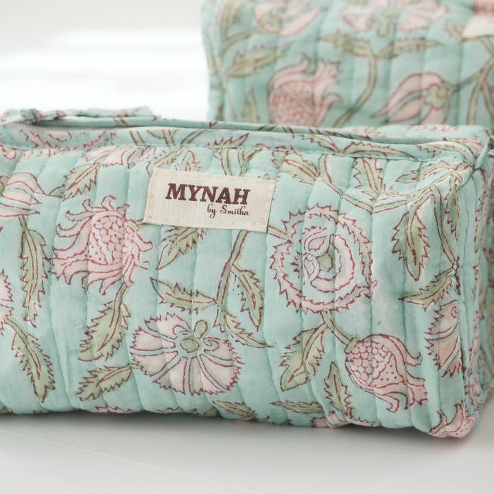 Mint floral travel/make up/organizer/ bag-Set of 3 for wholesale by MYNAHbySmitha