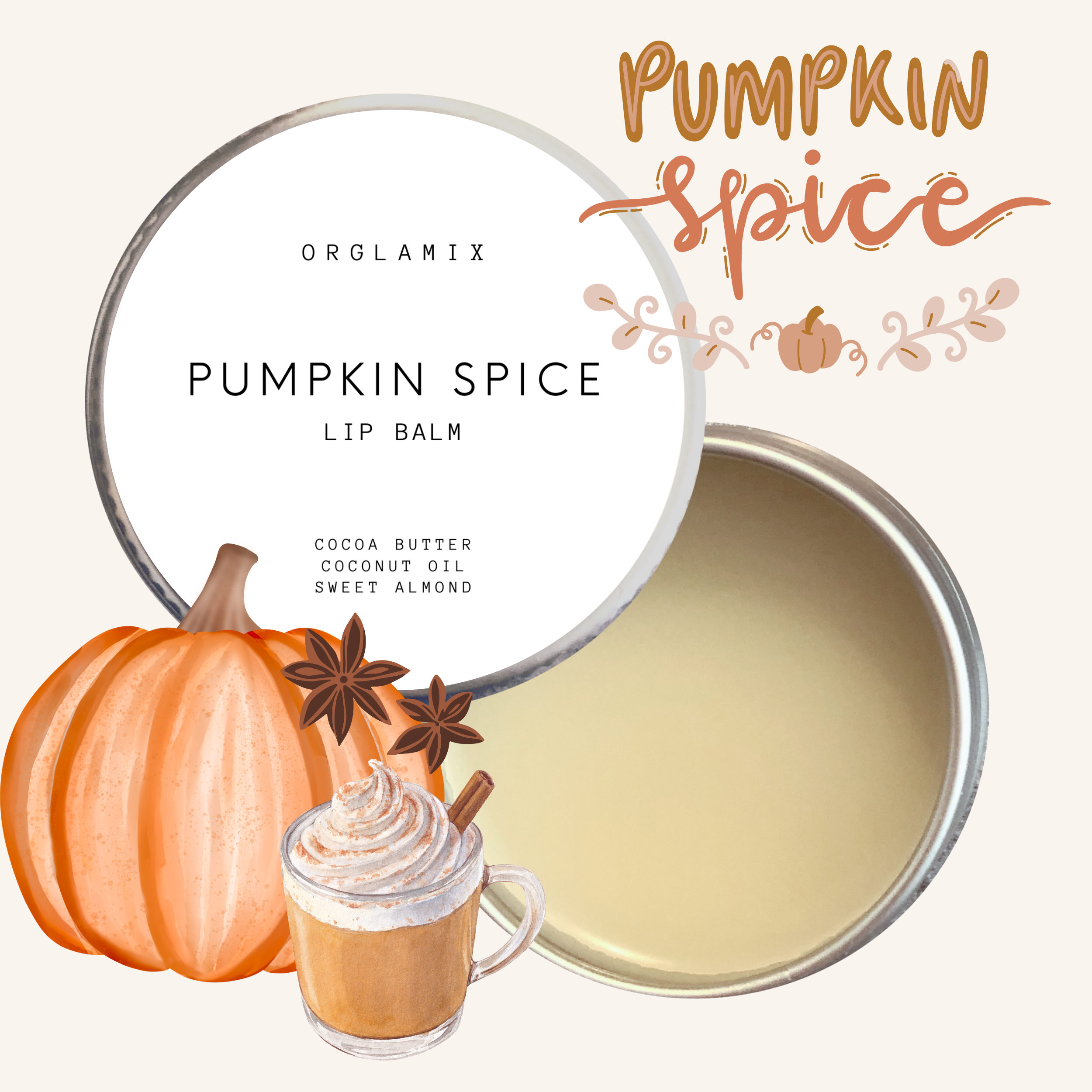 Orglamix - Wholesale Lip Balm - Pumpkin Spice Lip Balm | Hydrates Lips - Fall Autumn1