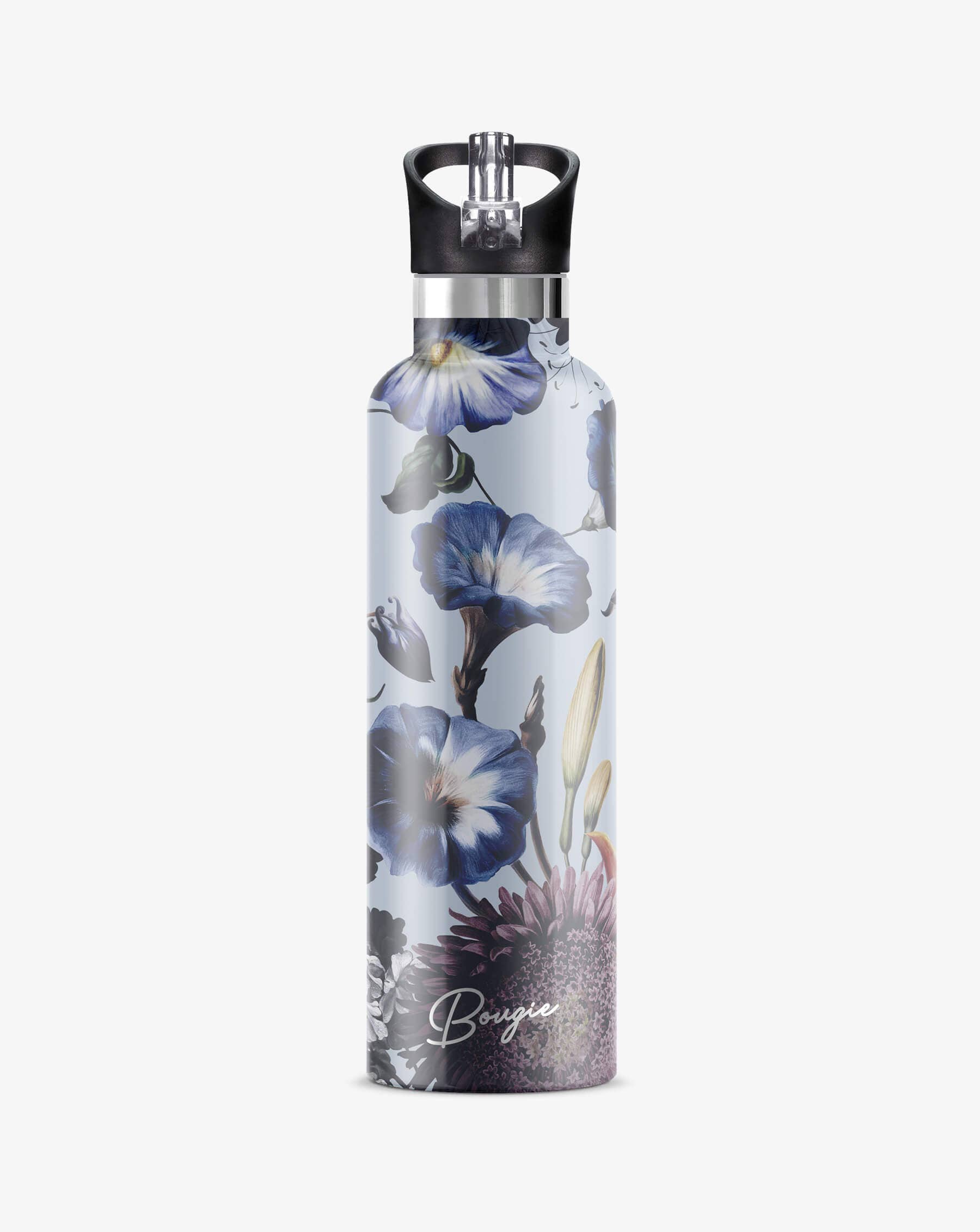 Black NORDIC FLEUR Morning Glory 25 oz Insulated Water Bottle for wholesale on Faire4