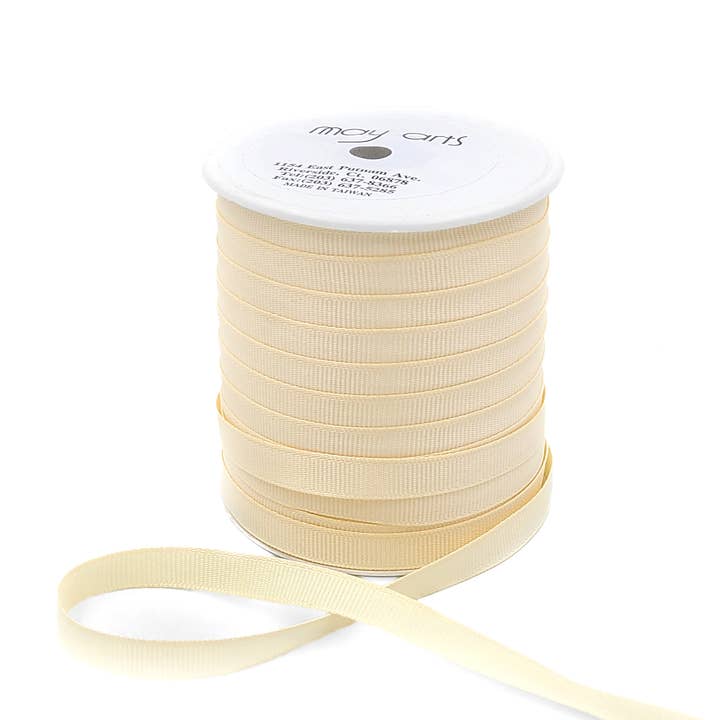 May Arts Ribbon - Wholesale Ribbon - Gift Wrapping - 3/8" Ivory 225 Denier Classic Grosgrain Ribbon