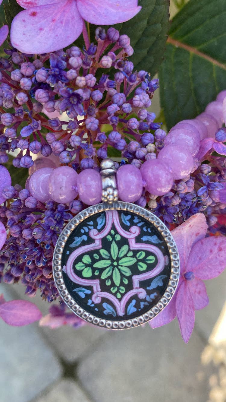 Jen Stock Mindful Designs - Wholesale Pendant/Charm Necklace - Block Print Beaded Necklaces5