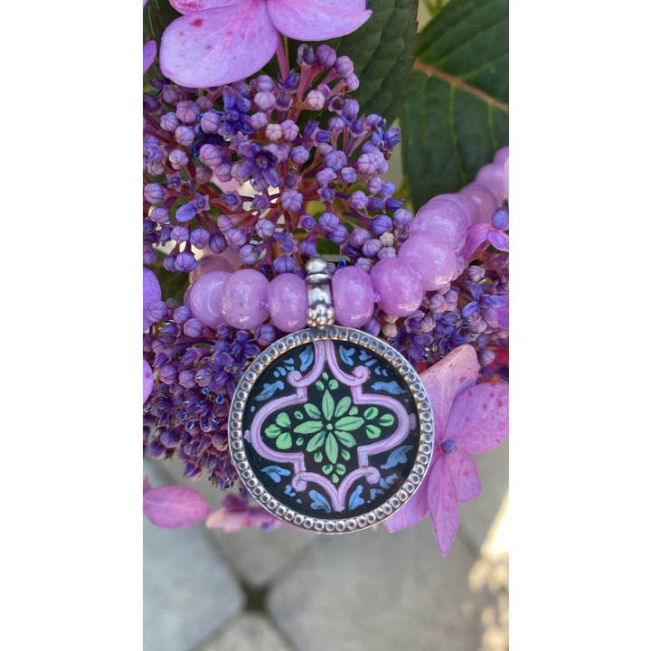 Jen Stock Mindful Designs - Wholesale Pendant/Charm Necklace - Block Print Beaded Necklaces5