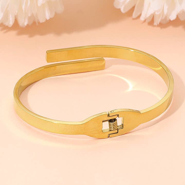 Sensibling Corp. - Wholesale Bangle Bracelet - Stainless Steel Minimalist Overlap Hinged Bangle Bracelet9