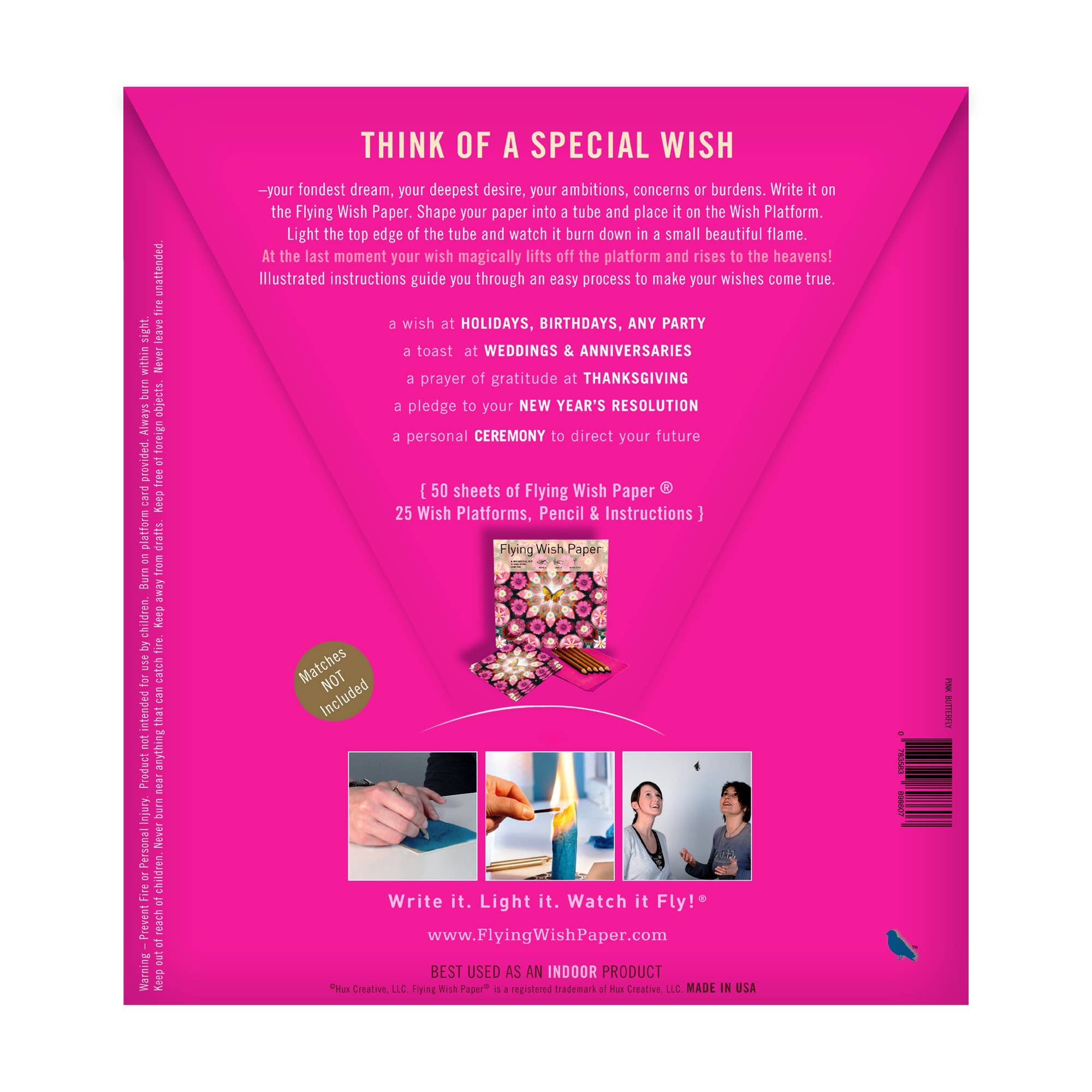 FLYING WISH PAPER ® - Wholesale DIY Craft Kit - PINK BUTTERFLY – 50 WISH PAPER™ Holiday Gift Wish-Making Kit1