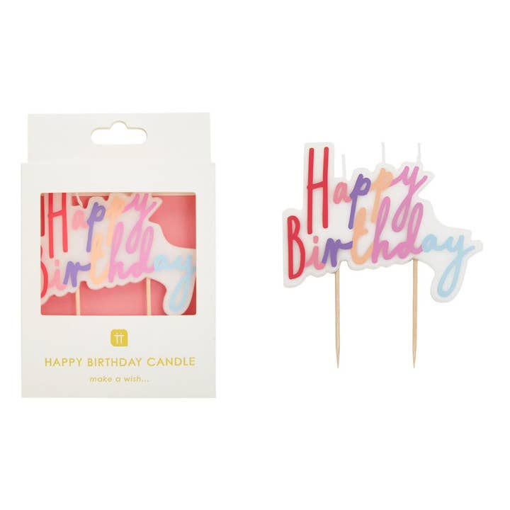 Pastel Happy Birthday Candle | Cake Candles | for wholesale by Talking Tables USA