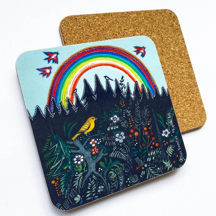 Sous-verre en liège Rainbow pour la vente par Kapelki Art