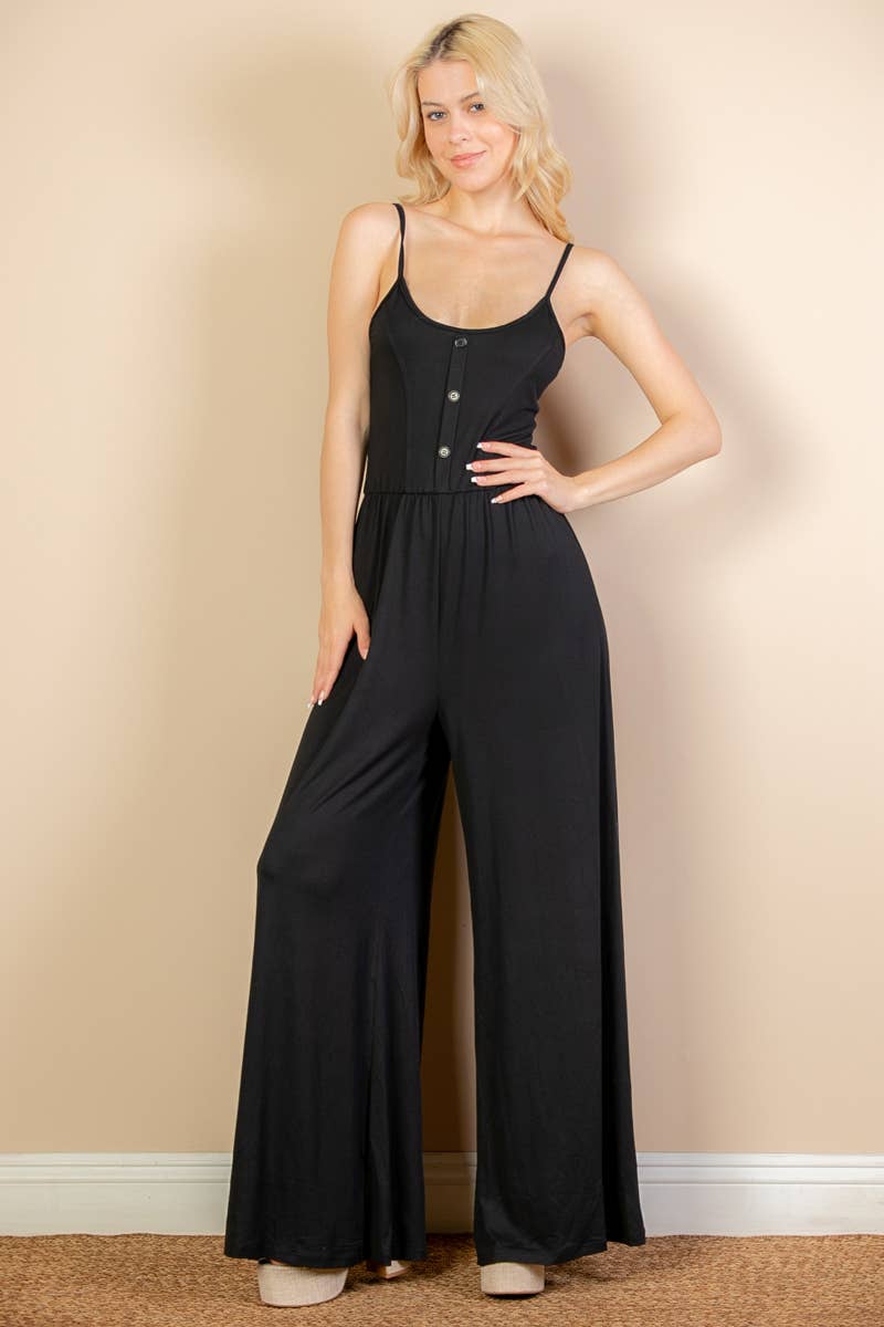 CAPELLA APPAREL - Wholesale Jumpsuit - Women's - Button Front Wide Leg Jumpsuit3
