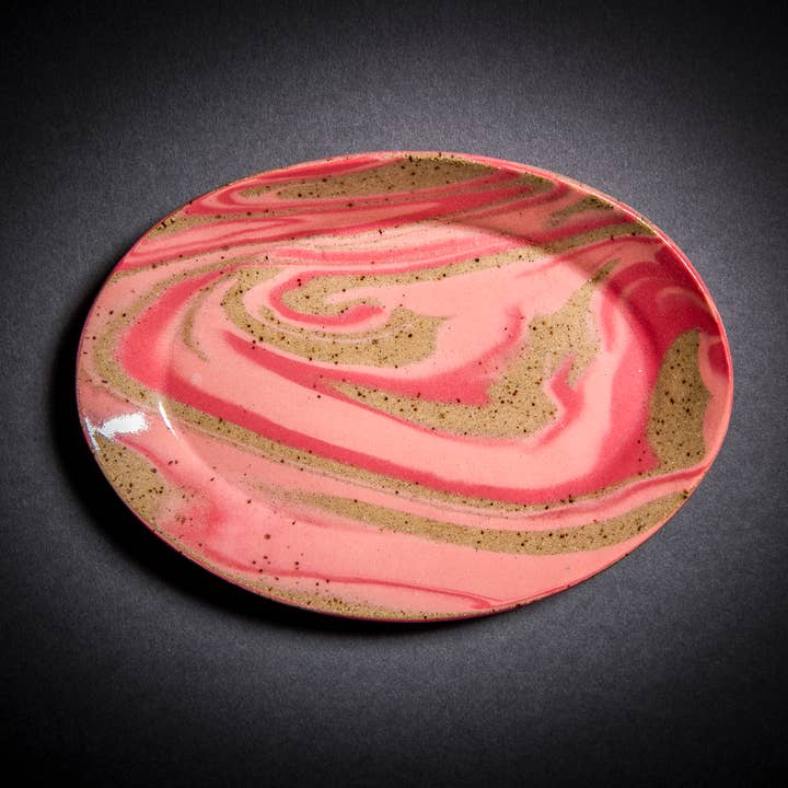 Trinket dish - Pink & Speckle 6" Oval for wholesale by Messy Jessy Ceramics
