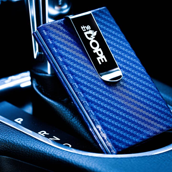 'Blue Emerald' Carbon Fiber Wallet for wholesale by The Dope Wallet