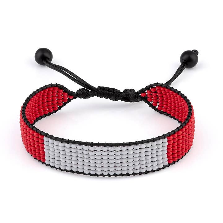 Perlenarmband mit peruanischer Flagge, verstellbar, Seilarmband im Boho-Stil für Damen und Herren, Fadenband für den Großhandel von Fahari Luxury