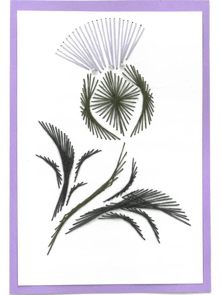 Scottish Thistle- Hand Stitched Greeting Card for wholesale by Woven Dignity