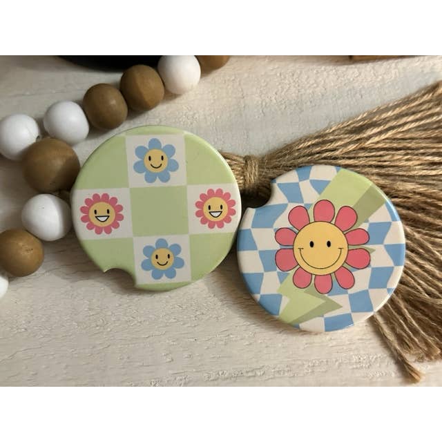 Set de posavasos para coche Groovy Hippie para venta al por mayor de Dogwood Graphics & Design