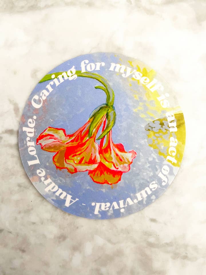 Feminist Sticker: Audre Lorde, Caring For Myself for wholesale by Fabulously Feminist