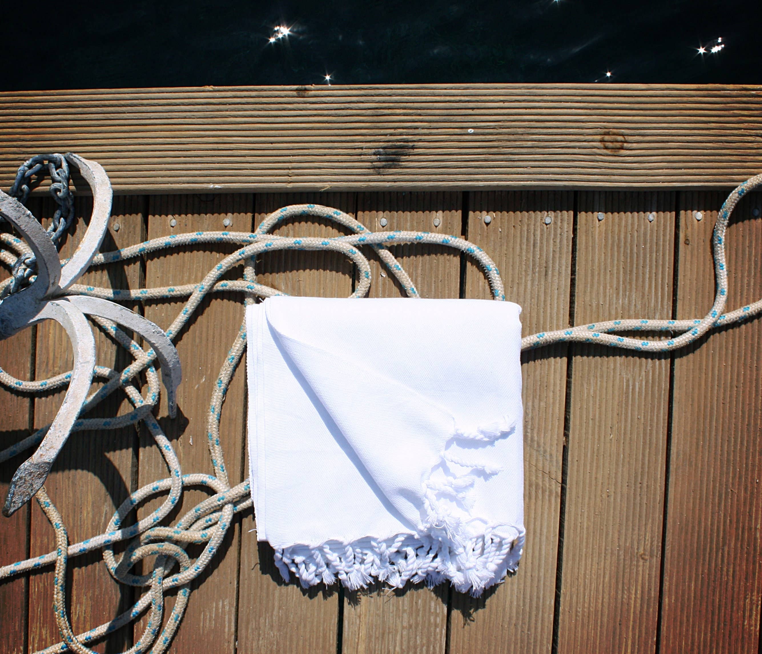 Buld&Co. - Vendita all'ingrosso Telo mare - Asciugamano turco bianco in cotone 100%, telo mare Hammam Fouta Peshtemal5