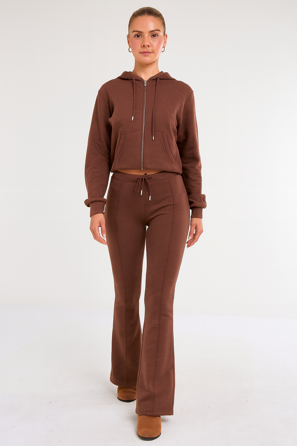 AX Labels - Wholesale Lounge Set - Women's - Interlock Cropped Zip Hoodie and Flared Trouser Set61