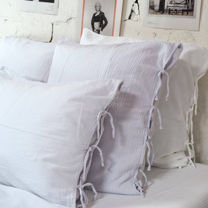 Light pearl cotton gauze pillowcase for wholesale by Maison d'été