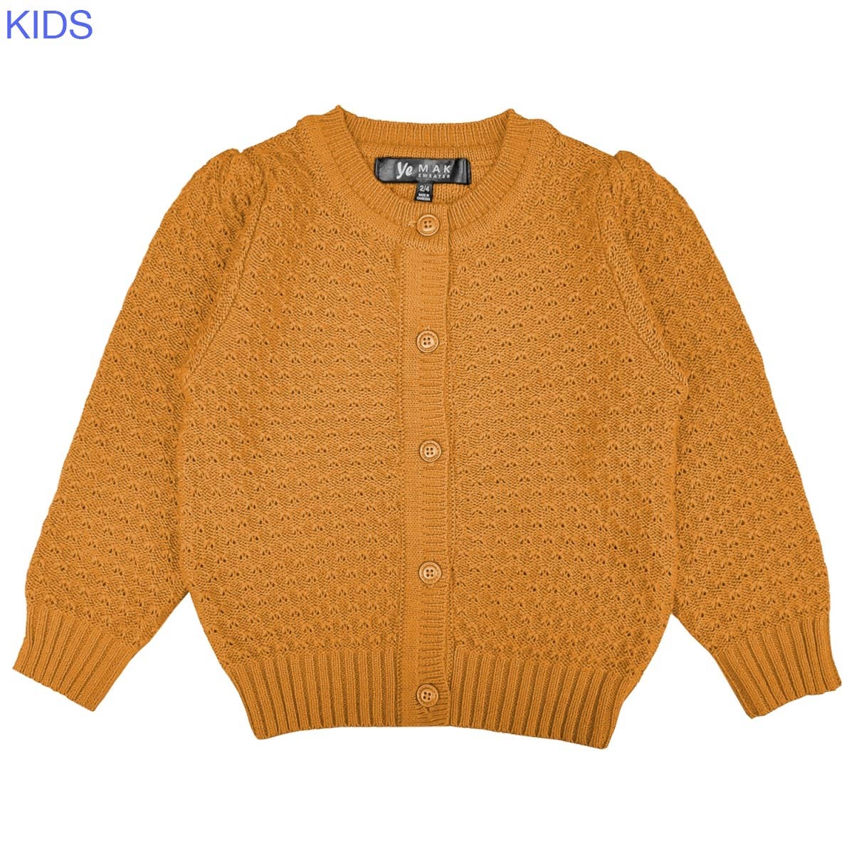 Mak - Vendita all'ingrosso Cardigan - Bambini - Cardigan corto all’uncinetto per bambina con bottoni vintage MK3514KID14