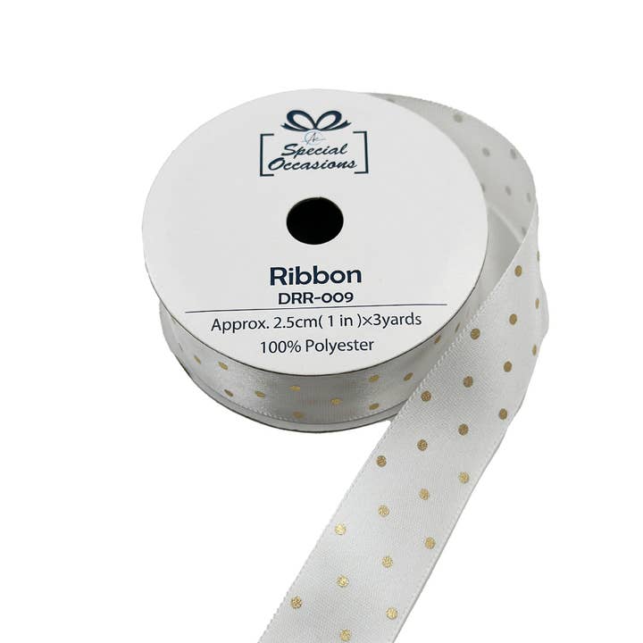 Angels Craft - Wholesale Ribbon - Gift Wrapping - Set of 12 decorative satin ribbon rolls with polka dots7
