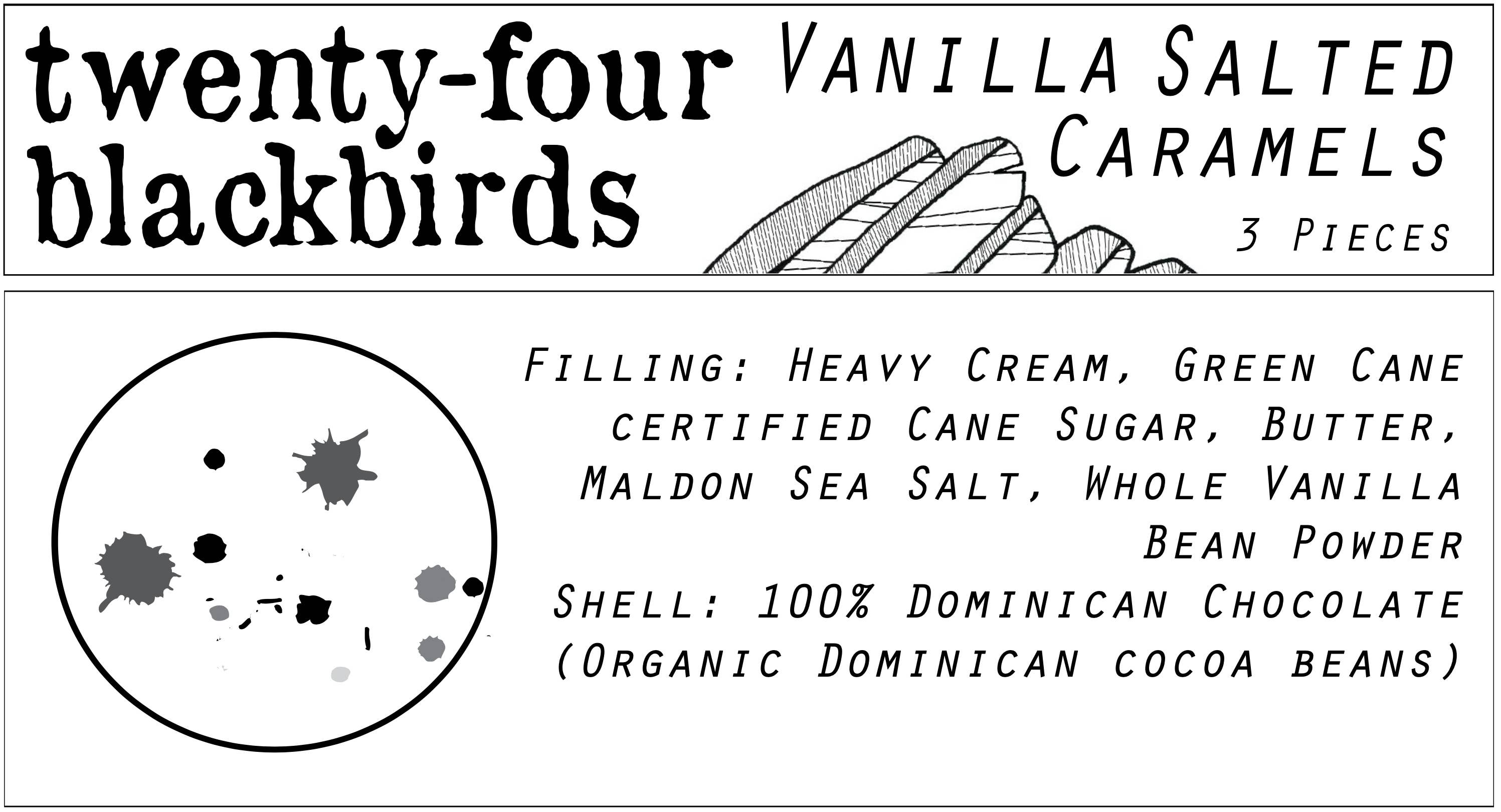 Twenty-Four Blackbirds - Wholesale Chocolate Box - Vanilla Salted Caramels 3 pc3
