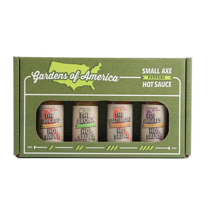 Small Axe Peppers - Wholesale Hot Sauce - Gardens of America Hot Sauce Gift Set 4-pack