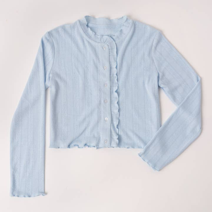 Lettuce Edge Pointelle Cardigan for wholesale by Kidpik