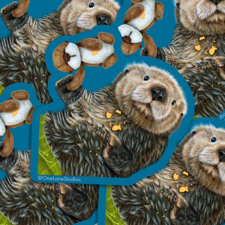 One Lane Studios - Wholesale Sticker - Benny & Lou (Sea Otter) Vinyl Sticker1