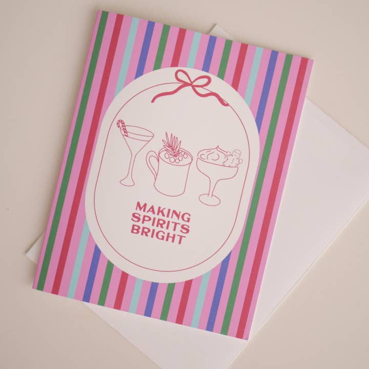 Making Spirits Bright Christmas Greeting Card for wholesale by Daisy Market Co. by Kelsey Haver Designs