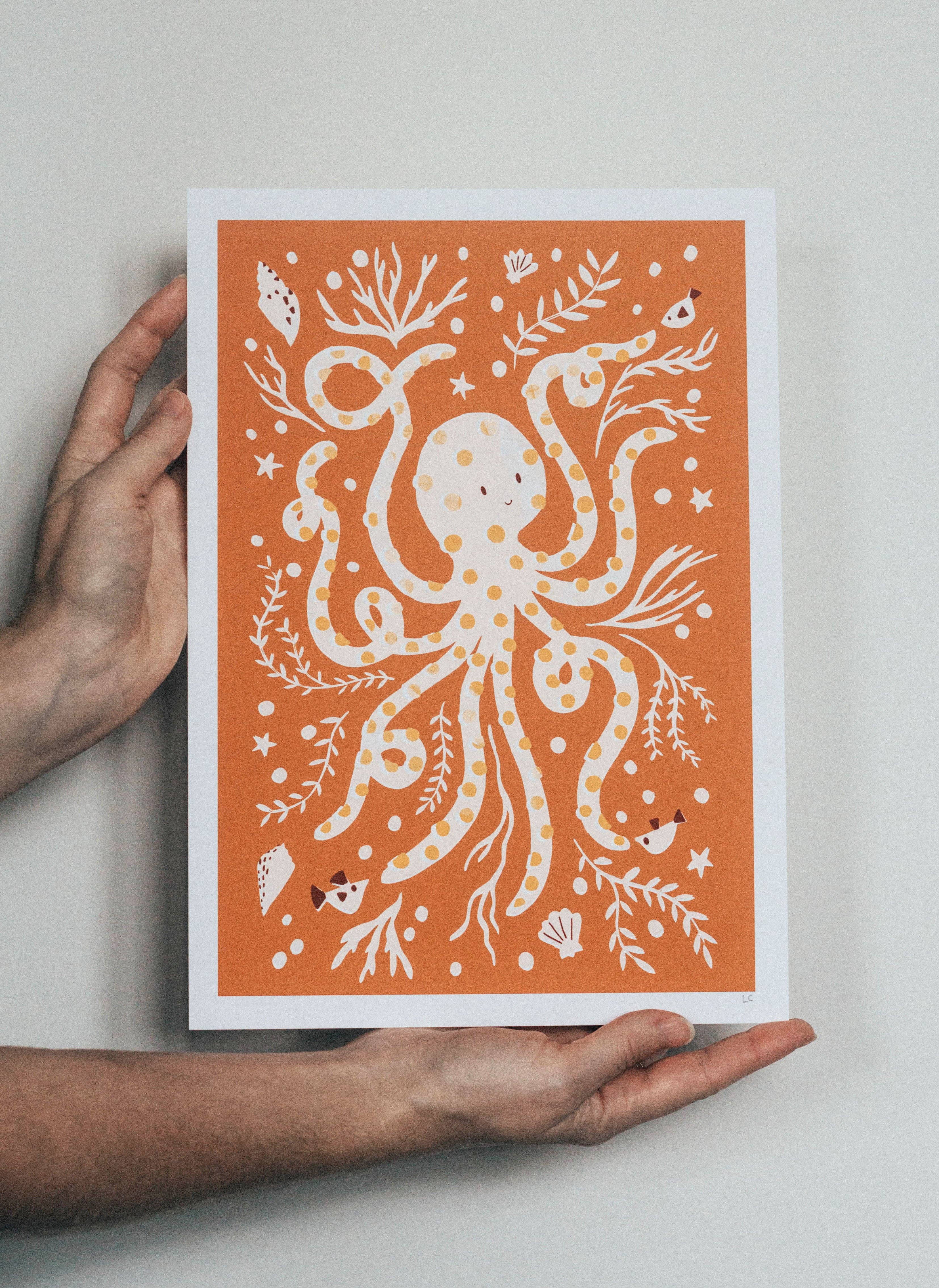 Slow Sunday - Wholesale Art Print - ‘Occy Octopus’ Friendly Sea Creature Fine Art Print For Children1