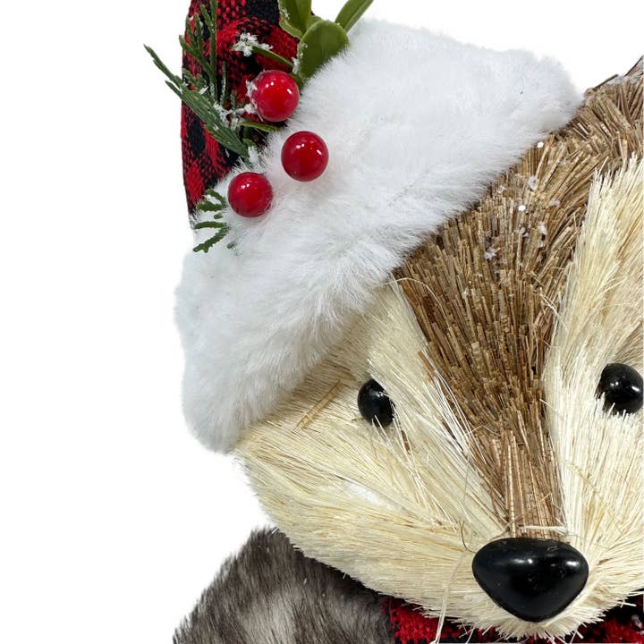 Galt International Company - Wholesale Christmas Decoration - Straw Fox Figurine Statue Christmas Decor