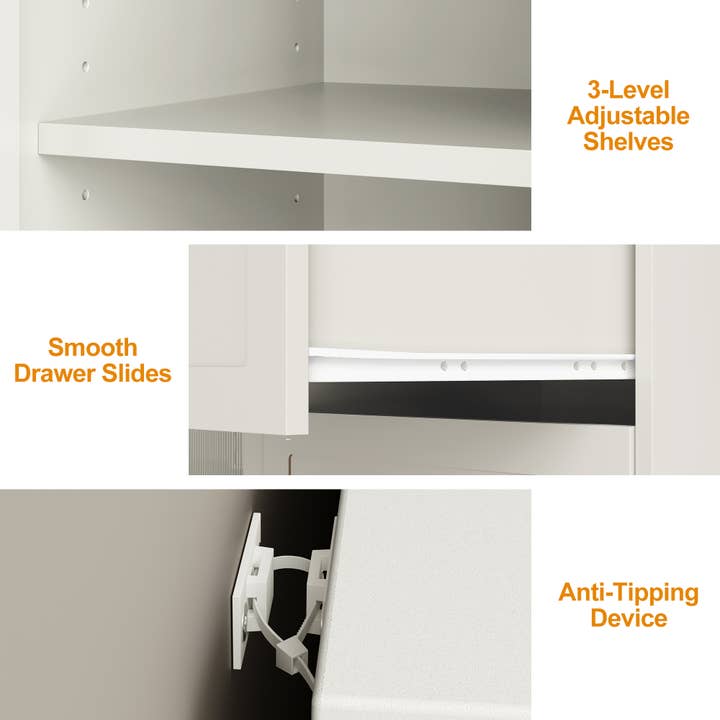 Heynemo - Wholesale Console Table - 83” Extendable Makeup Vanity Desk with 3 Drawer & 2 Door6