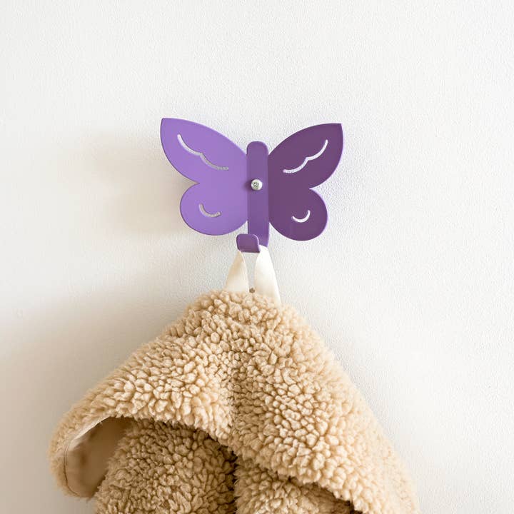 Kids Wall Hook Butterfly Purple for wholesale by Marnelly