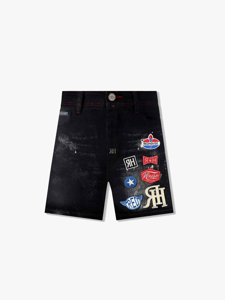 ЯH MIX PATCHWORK SHORTS | NERO INVECCHIATO per la vendita all'ingrosso da parte di REDHOUSE