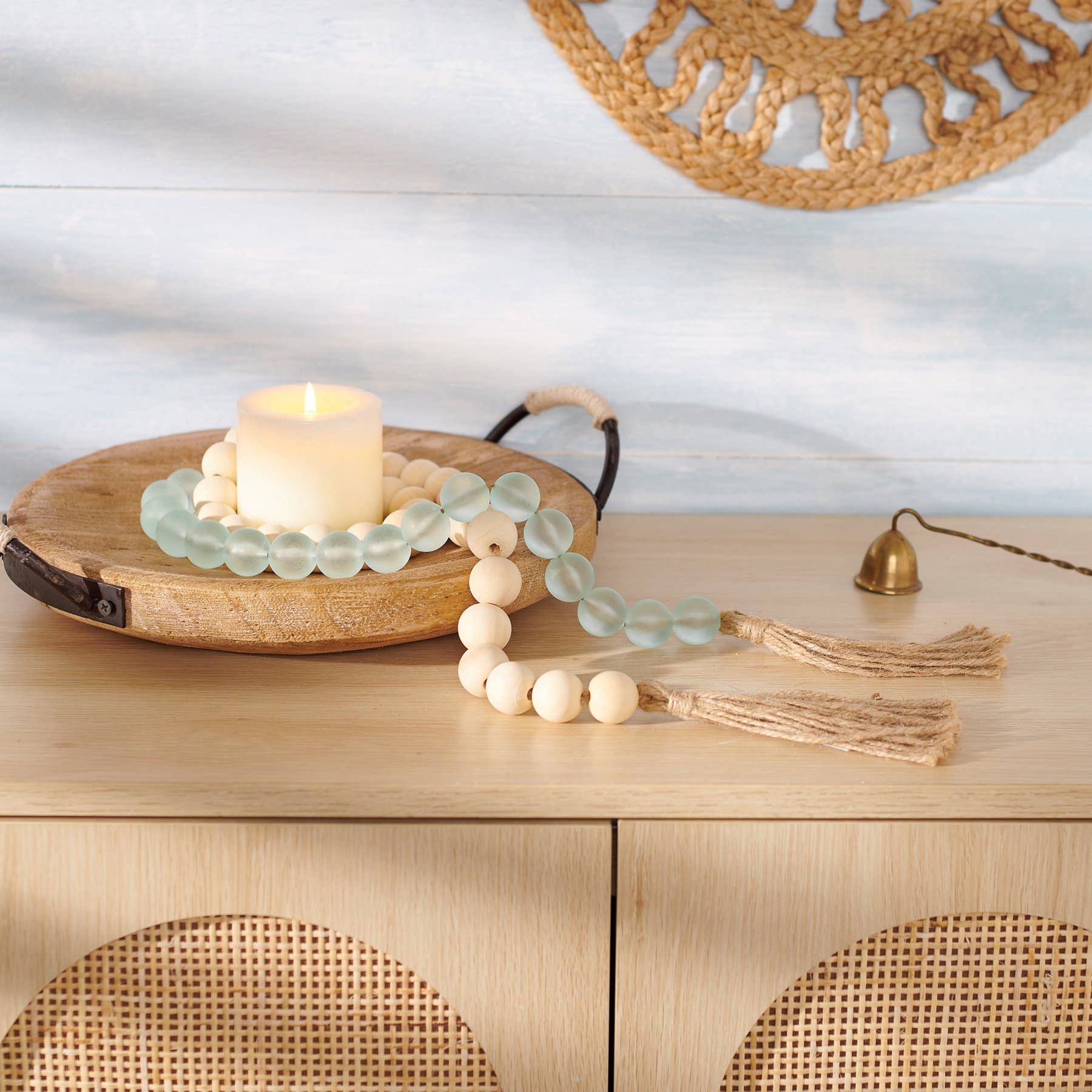 Primitives by Kathy - Wholesale Bunting/Garland - Wood And Sea Glass Garland2