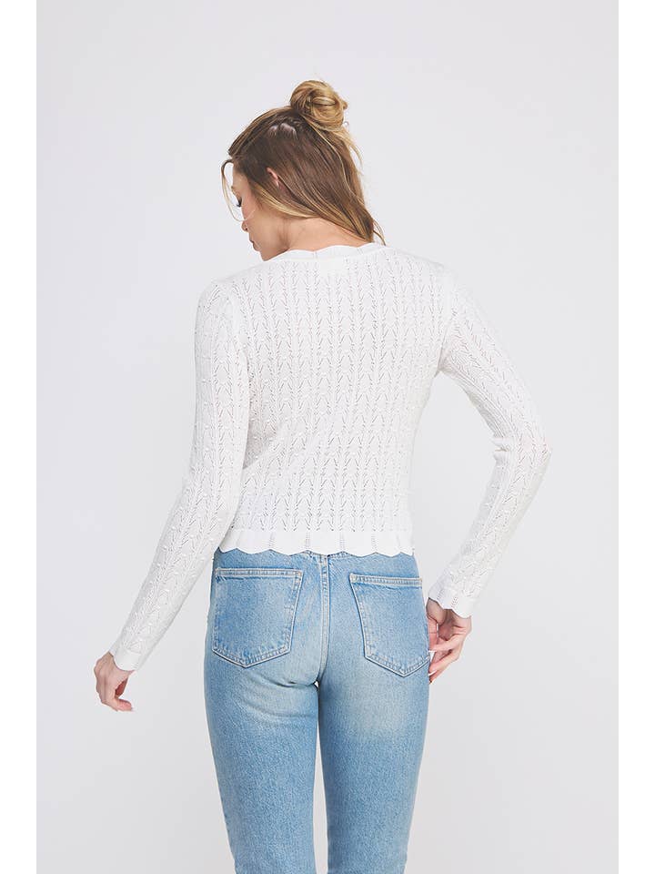 Allie Rose - Wholesale Cardigan - Women's - Lightweight Pointelle Cardigan