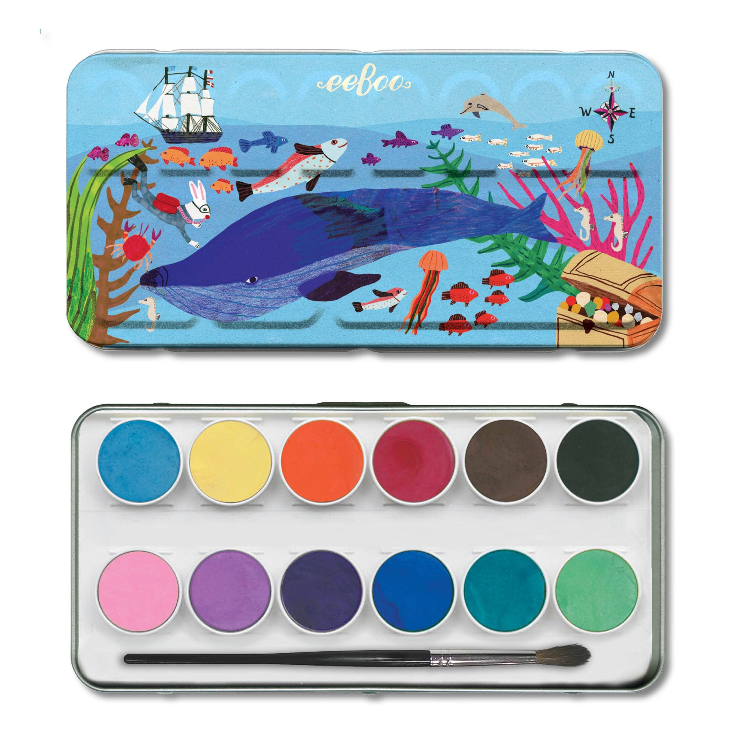 eeBoo - Wholesale Watercolor Paint - In The Sea 12 Watercolors Tin3