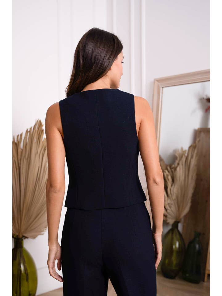 Attentif Paris – Colete de fato – Mulher por atacado – Colete ajustado de alfaiate em tecido de inverno3