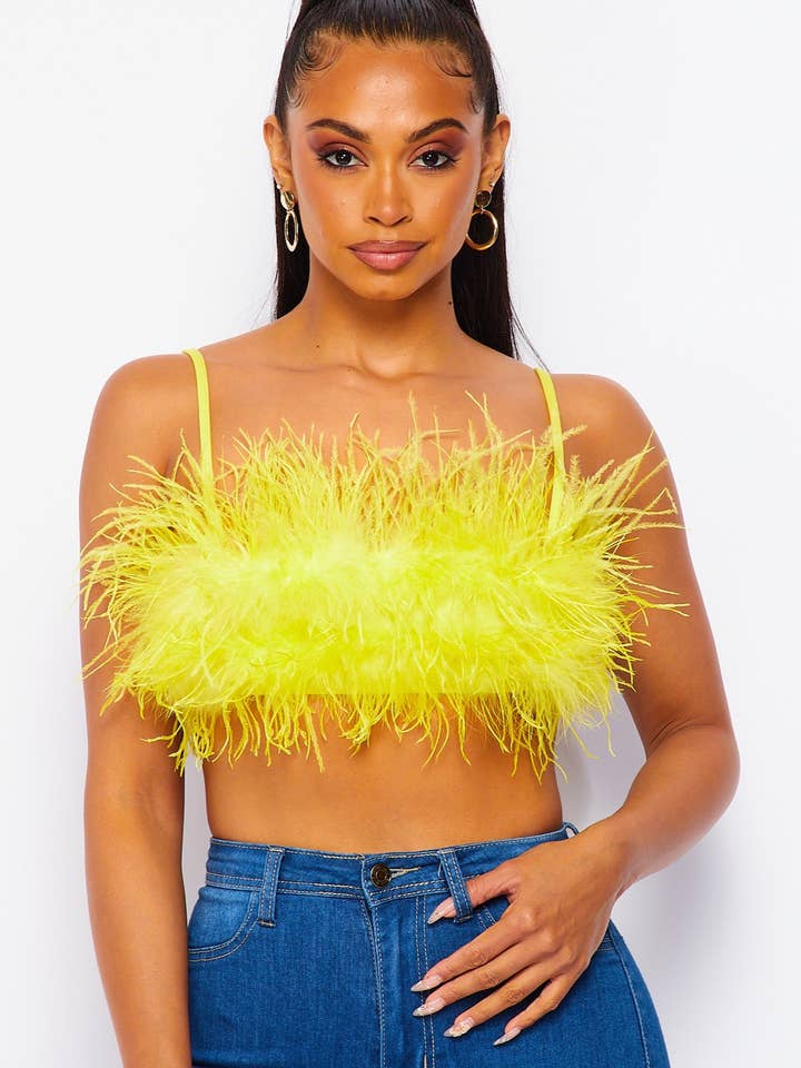 Flyde til kærlighed fjer Cami Crop Bralette Top (HDT28994) for engroshandel hos Hot & Delicious