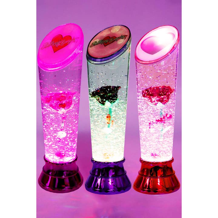 Cap Zone - Wholesale Decorative Tabletop Object - Rose Swirl Color-Changing Tabletop Light Stand