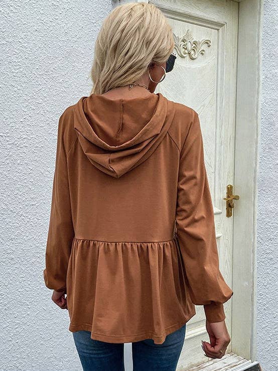 Tickled Teal - Wholesale Hoodie - Women's - Long Sleeve Peplum Hoodie1