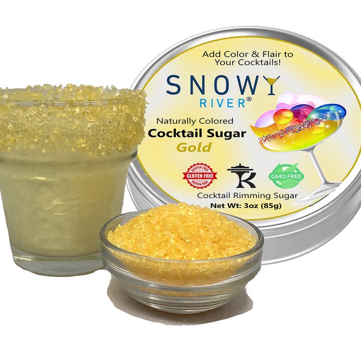 Zucchero da cocktail giallo Snowy River (1 barattolo da 3 once) per la vendita all'ingrosso da parte di Ultimate Baker