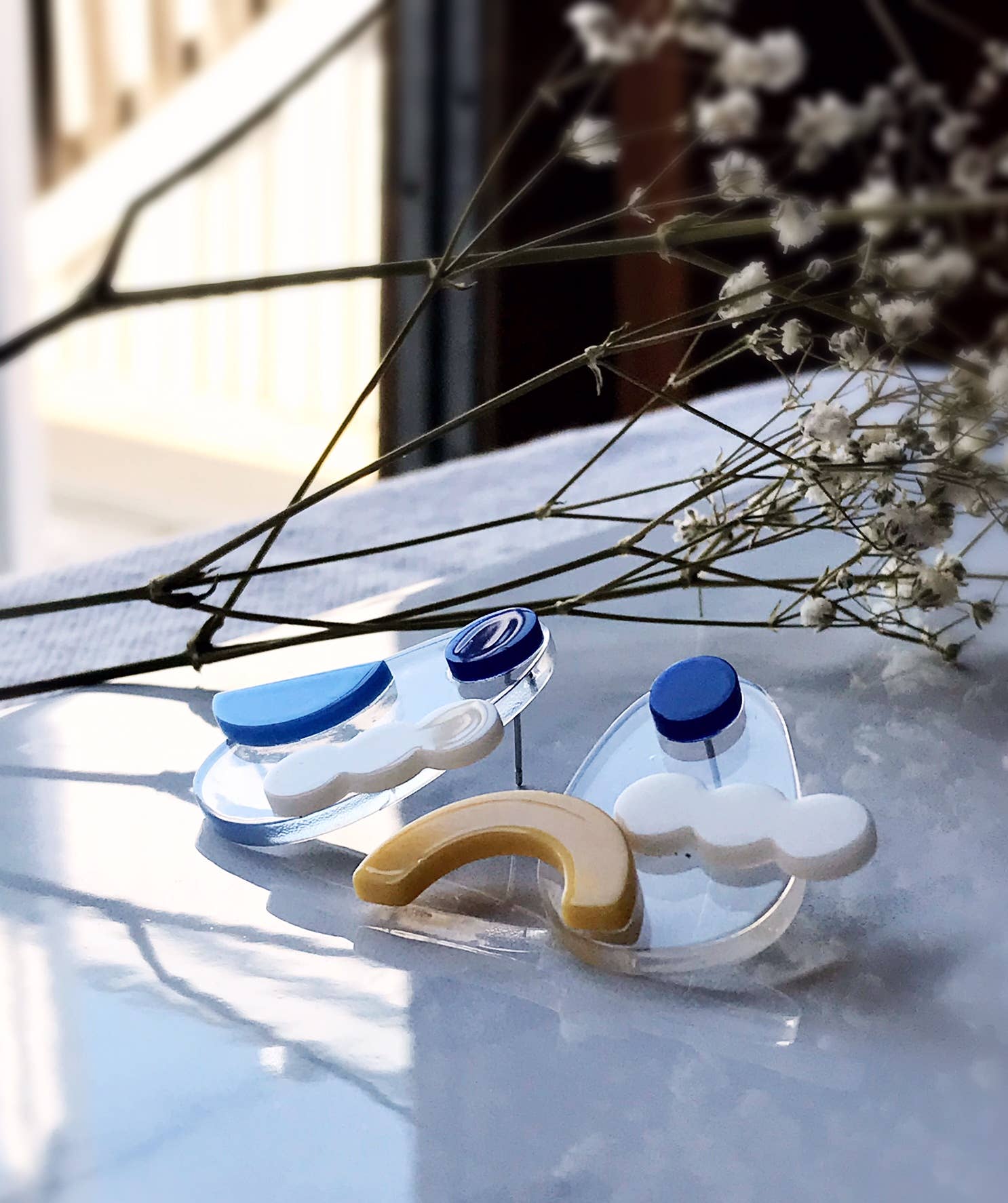 Pearl and Ivy Studio – Großhandel Ohrhänger – Ohrstecker aus Acryl, Sonne, Mond, Wolke, Nacht und Tag5