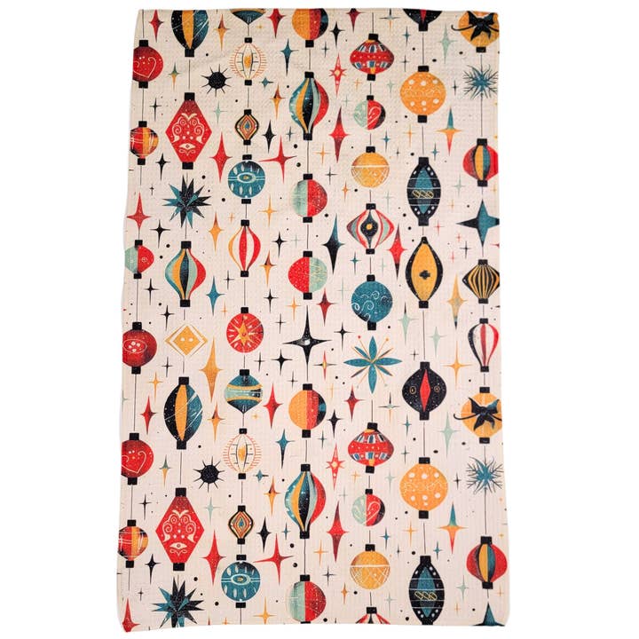 Driftless Studios - Wholesale Tea Towel - Holiday Ornaments - Christmas Decor Waffle Tea Towels