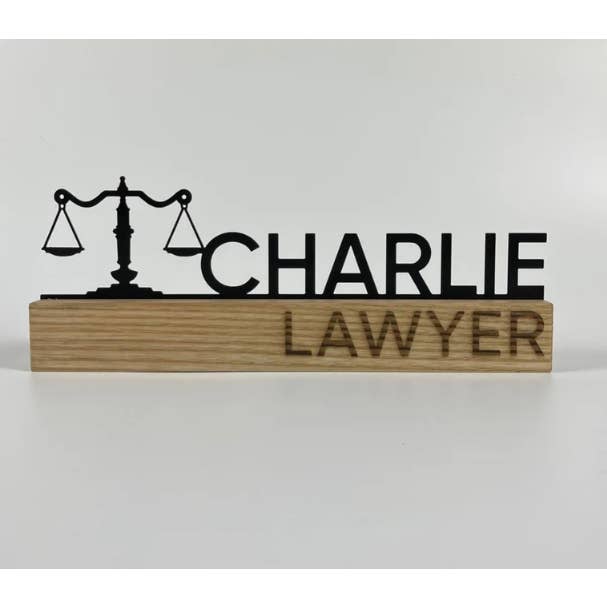 Wooden Lawyer Desk Name Plate, Desk Nameplate, Lawyer Gifts for wholesale by Glow Neon