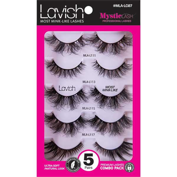 Majestic Wholesale - Wholesale False/Fake Eyelashes - MysticLash Lavish Combo Pack  5 Pairs of Ultra-Soft Lashes10
