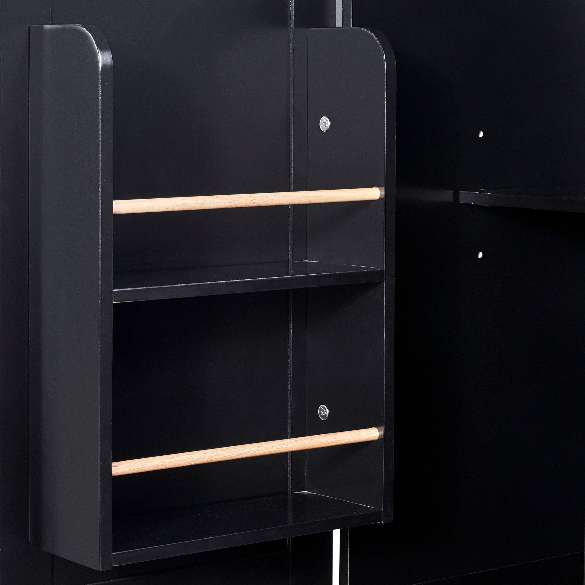 Orange County Decor - Wholesale Kitchen Storage/Organizer - K&K Rolling Kitchen Island With Storage, Kitchen Cart With Rubber Wood Top, 3 Drawer, 2 Slide Out Shelf And Internal Storage Rack, Kitchen Island On Wheels With Spice Rack & Tower Rack, Black Black14