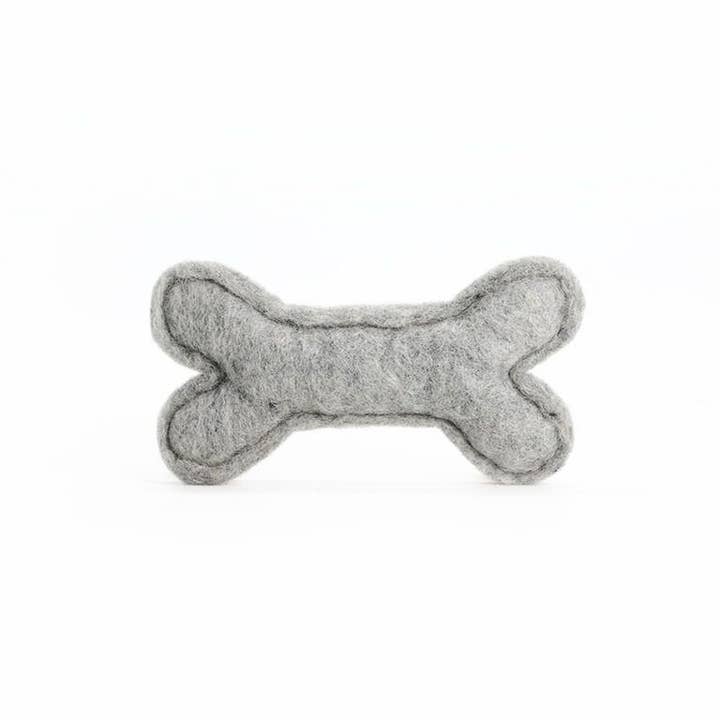 Woollyfelt - Wholesale Pet Chew Toy - Dog - Felt Gray Dog Bone | Set Of 21