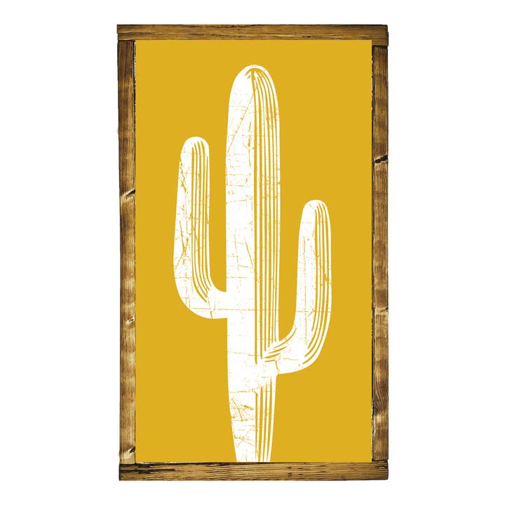 Saguaro Cactus Wood Wall Art in Sunshine for wholesale by Southern Mesa Trading Co.