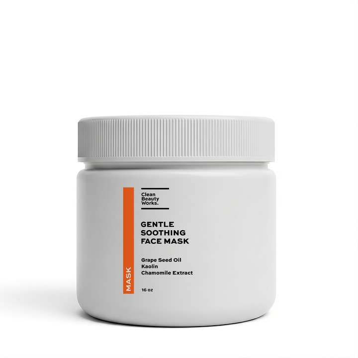 Gentle Soothing & Hydrating Face Mask, Grape Seed Oil, Kaolin & Chamomile for wholesale by Clean Beauty Works.