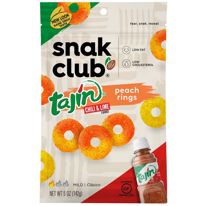 Grandpa Joe's Candy Shop - Wholesale Gummy - Snak Club Tajin Chili & Lime Peach Rings, 5oz Gummy 6ct